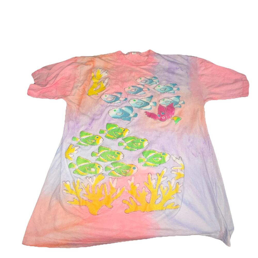 VTG Rainbow Fish Coral Reef Art Shirt Size Large 1995 Jordache 90s (x22)
